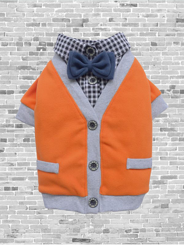 Orange Cardigan, Shirt \u0026 Dickie Bow 